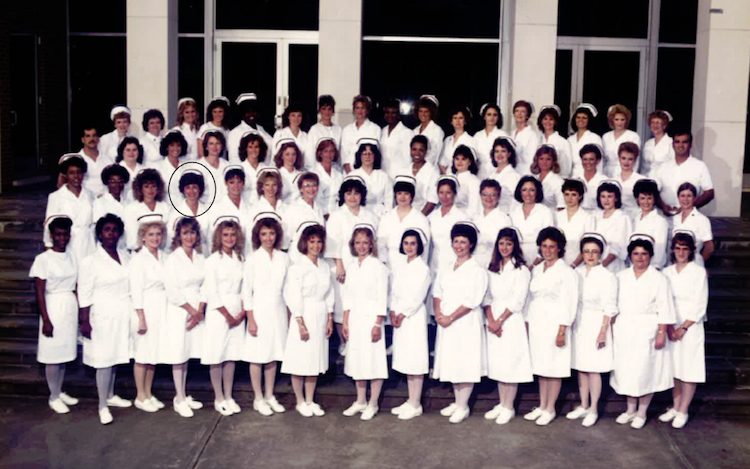 Barbara shown in the circle with her graduating class of 1987.